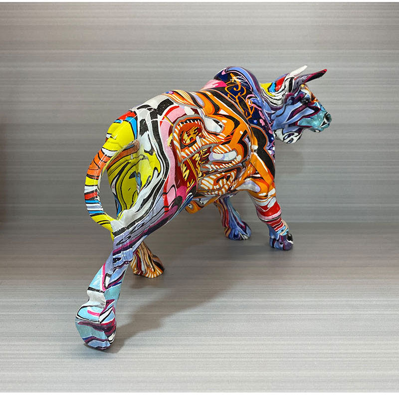 Graffiti Painted Bull Sculpture