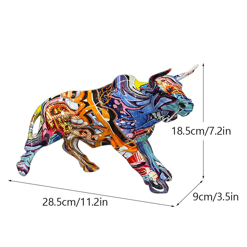 Graffiti Painted Bull Sculpture