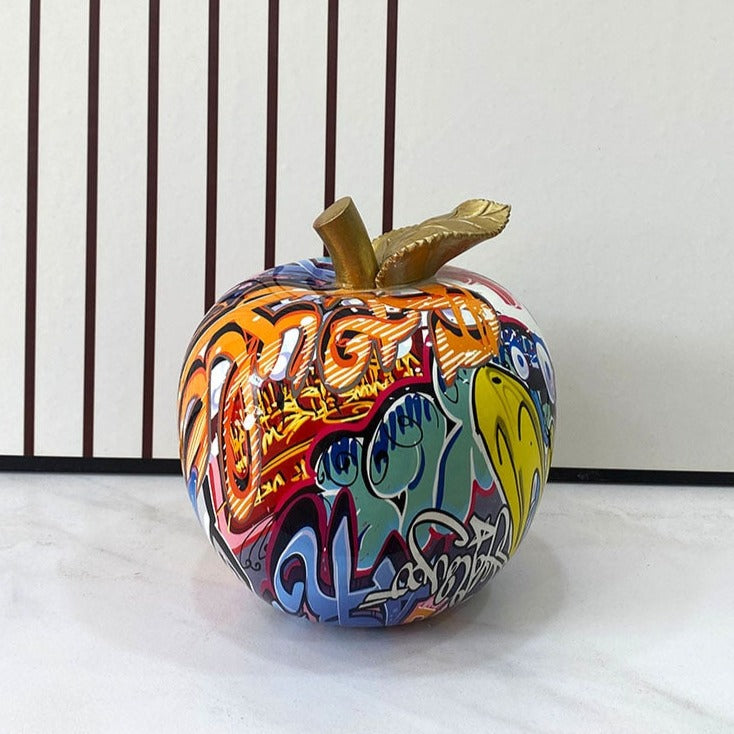 Graffiti Painted Apple Sculpture