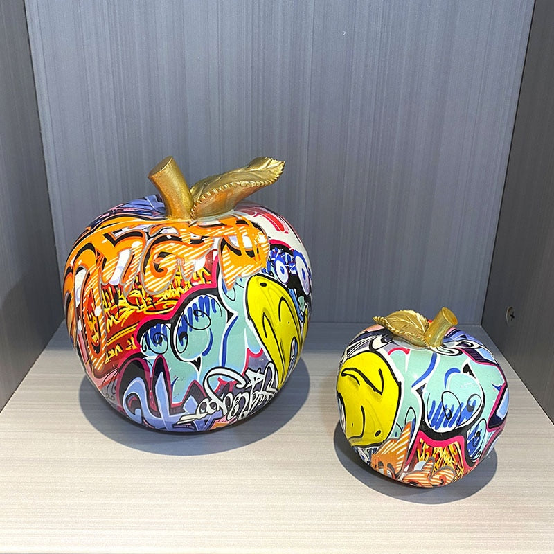 Graffiti Painted Apple Sculpture