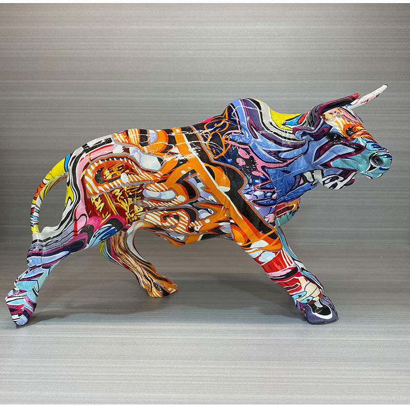 Graffiti Painted Bull Sculpture