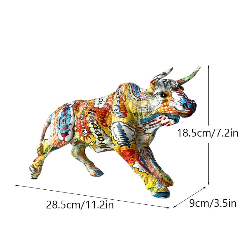 Graffiti Painted Bull Sculpture