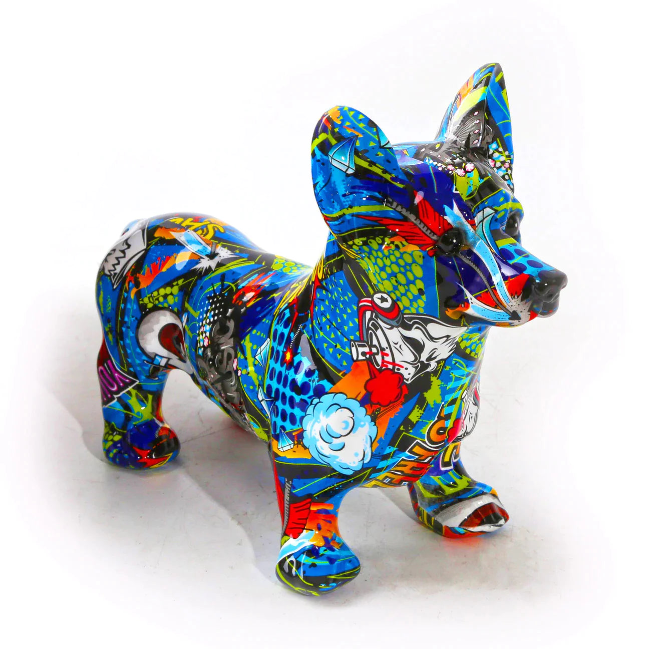 Corgi Graffiti Painted Statue